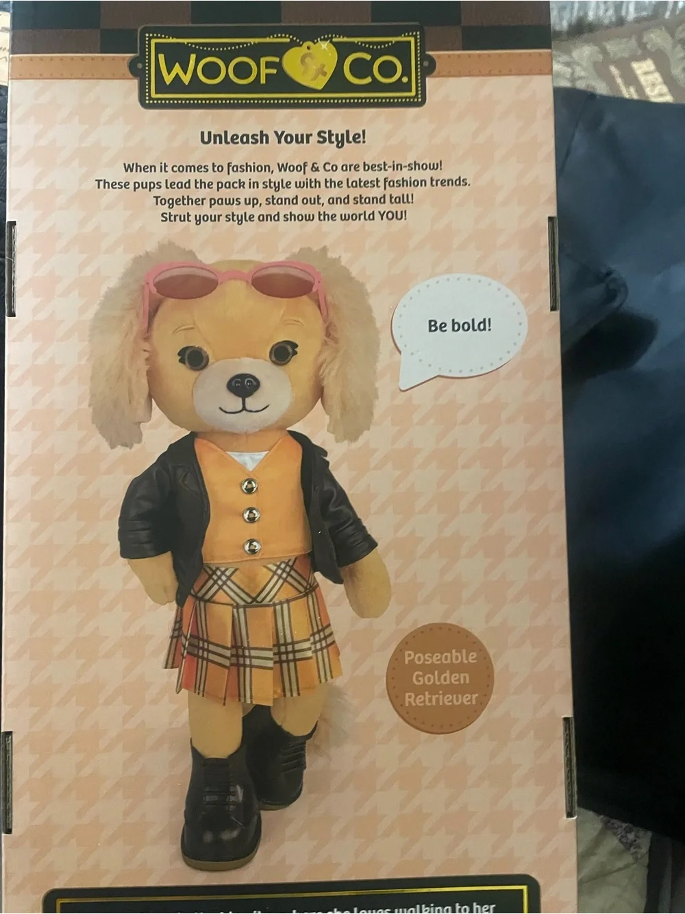 Woof & Co. Yellow Plush Dog with Pink Sunglasses